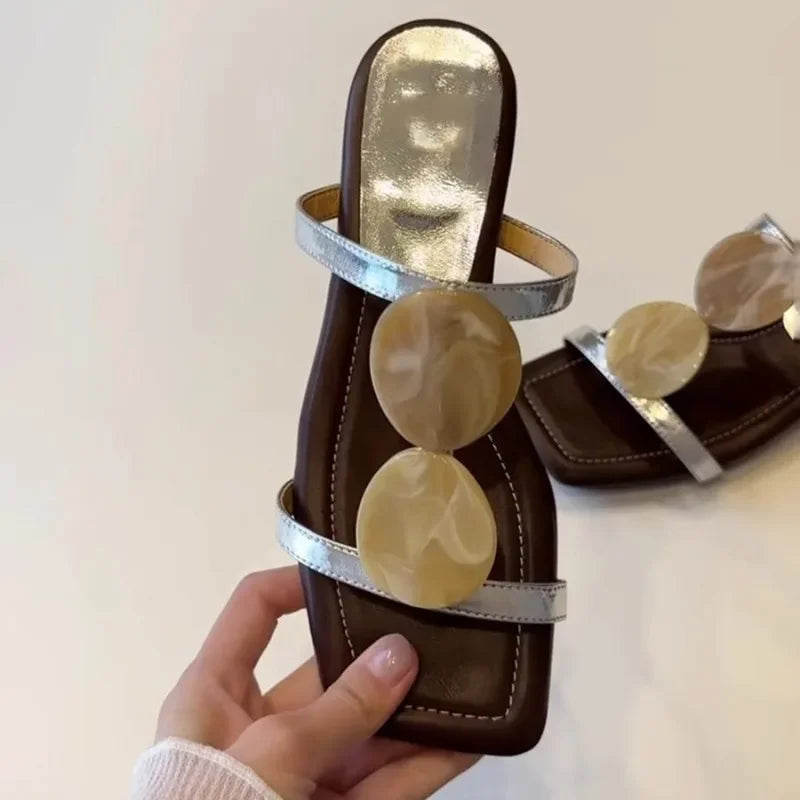 Women's Flat Roman Sandals – Open Toe Square Head Summer Slippers Women's Flat Sandals Axl