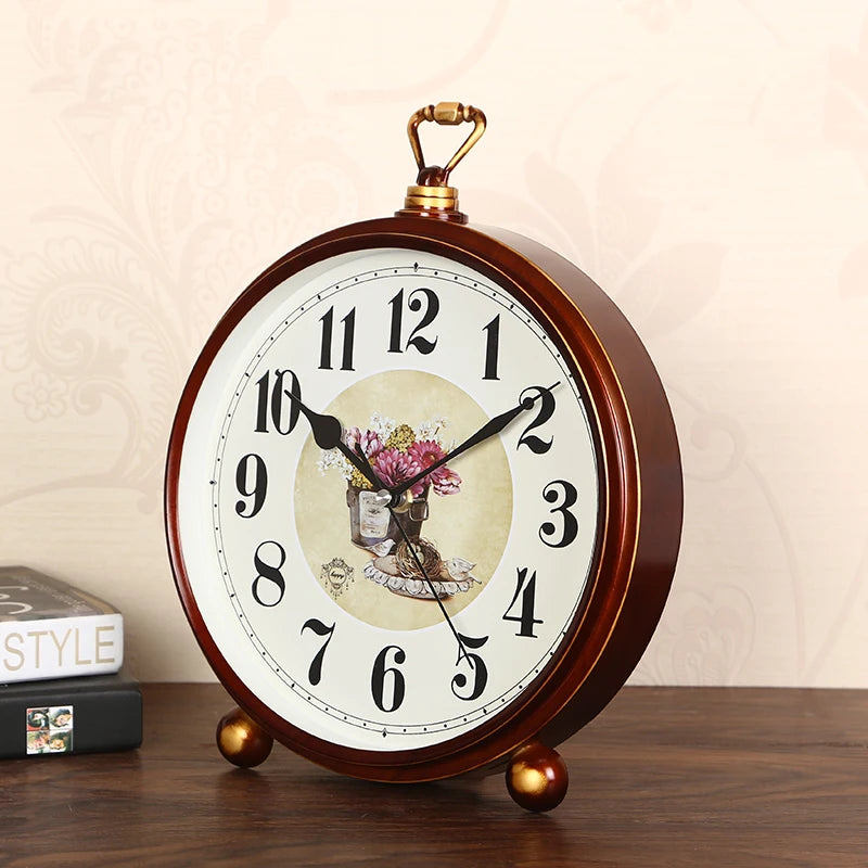 Nordic Vintage Silent Desk Clock – Large Retro Quartz Table Clock Retro Desk Clock Axl