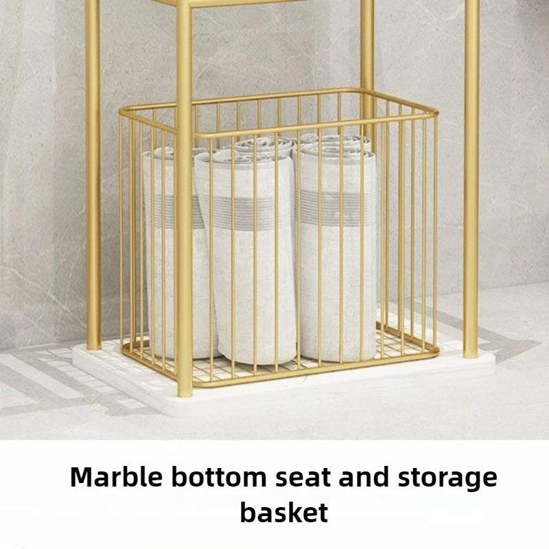 Luxury Iron & Marble Bathroom Floor Storage Rack Organizer Bathroom Storage Rack Axl