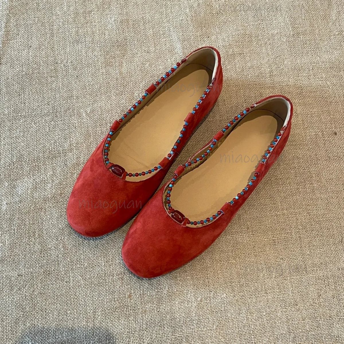 Vintage Ethnic String Bead Mary Jane Flats | Women's Slip-On Women's Flat Shoes Axl
