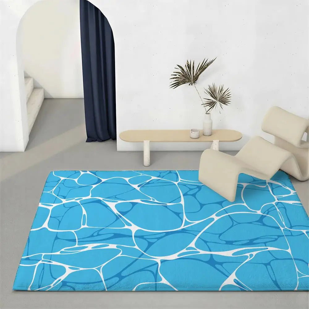 Water Ripples Flannel Floor Mat – Non-Slip Soft Indoor Rug Indoor Floor Rug Axl White2 120x160cm