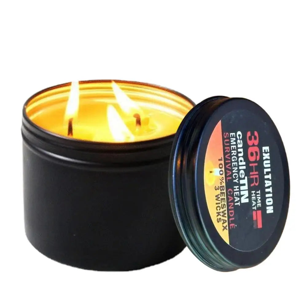 3-Wick Beeswax Survival Candle – 36-Hour Smokeless Jar Candle Emergency Jar Candle Axl As show
