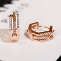 Huitan Rose Gold Geometric Hoop Earrings – Cubic Zirconia Hoop Earrings Axl E2790