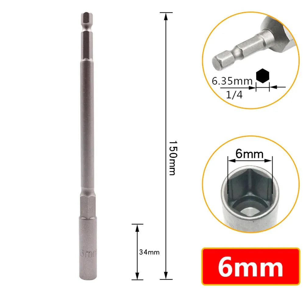 8-Pc 150mm Socket Extension Set – 1/4" Hex Shank 6–13mm Socket Extension Set Axl