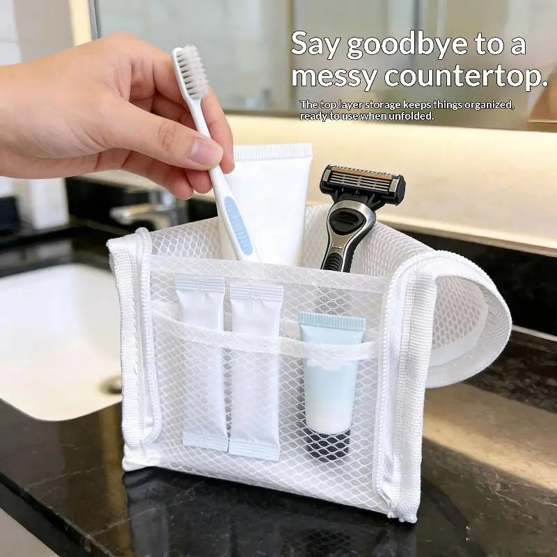Breathable Mesh Travel Toiletry Bag | Stand-Up Multi-Pocket Travel Toiletry Bag Axl