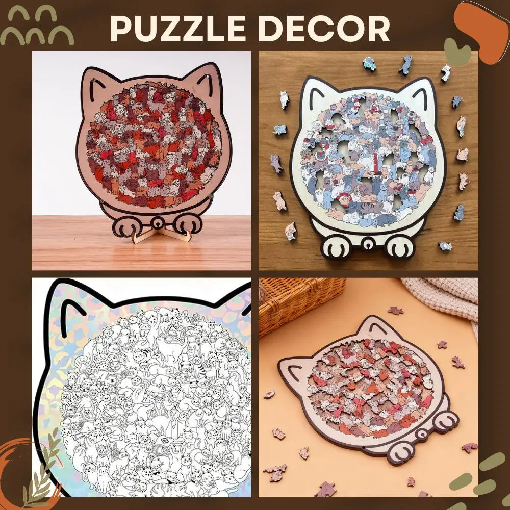 135-Piece Cat Shaped Wooden Jigsaw Puzzle | Morandi Colors Wooden Jigsaw Puzzle Axl