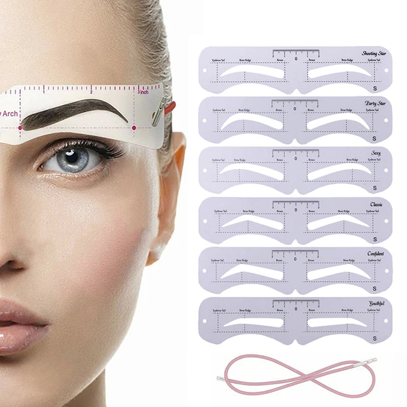 6-Piece Reusable Eyebrow Stencil Kit – Shaper & Template Set Eyebrow Stencil Kit Axl