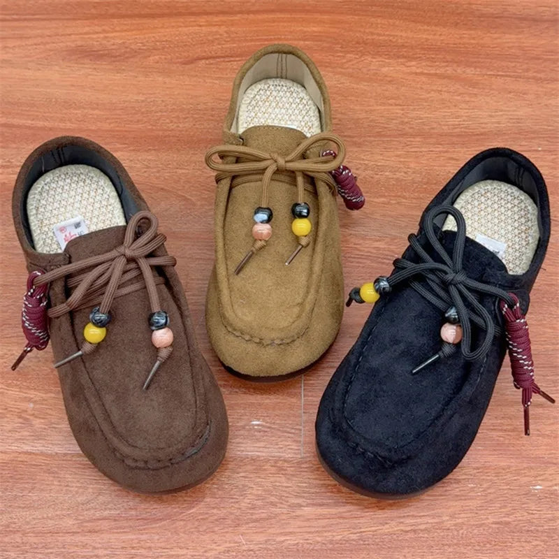 Women's Retro Bohemian Slip-On Flat Shoes | Round Toe Rubber Sole Women's Slip-On Flats Axl