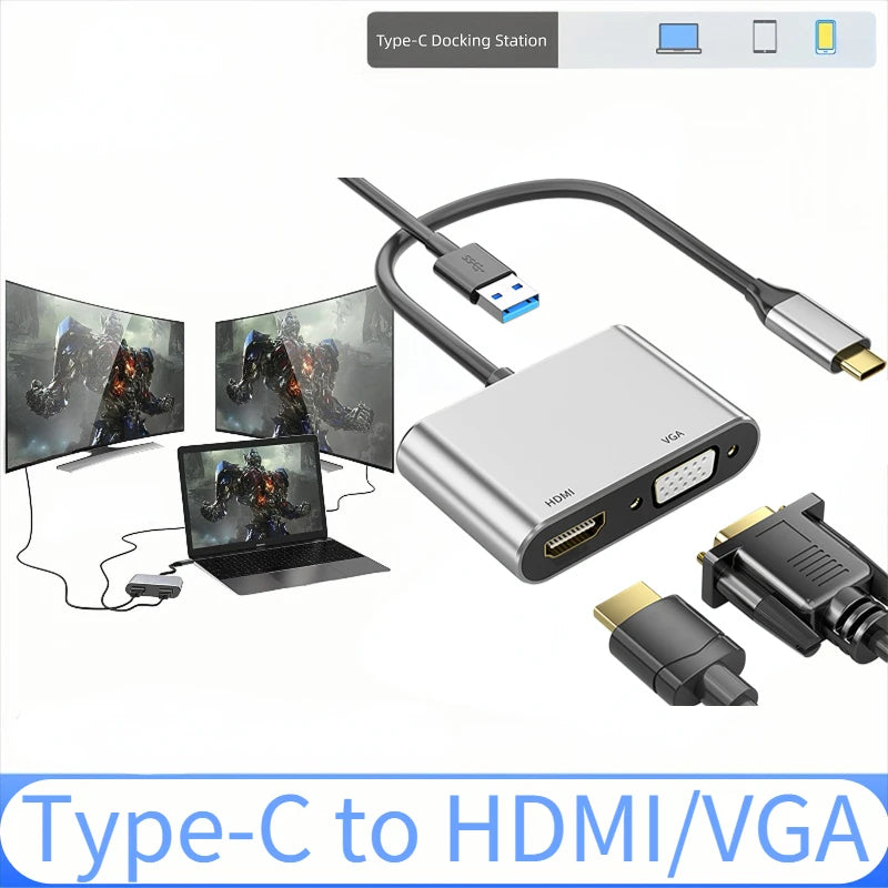 USB-C to HDMI & VGA Multiport Adapter | 4K, PD, USB 3.0 USB-C Multiport Adapter Axl