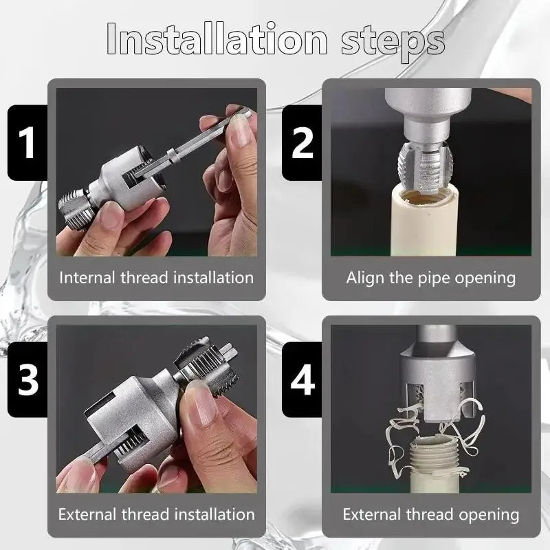 Electric Drill Pipe Threader Kit – Internal & External Threading Pipe Threader Kit Axl