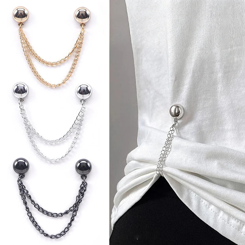 2Pcs Magnetic Clothes Clips – Chain Metal Garment Fastener Garment Fastener Clips Axl