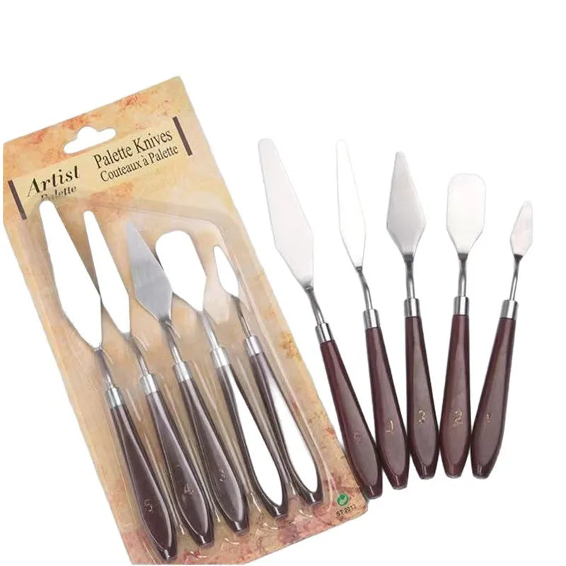 5-Piece Palette Knife Set – Acrylic, Oil & Gouache Paint Spatulas Palette Knife Set Axl