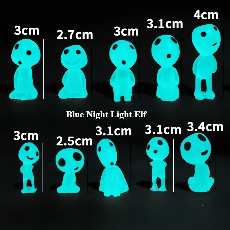 10-Pack Glow-in-the-Dark Tree Elf Resin Figures | Garden Décor Garden Figurine Set Axl Blue-10pcs