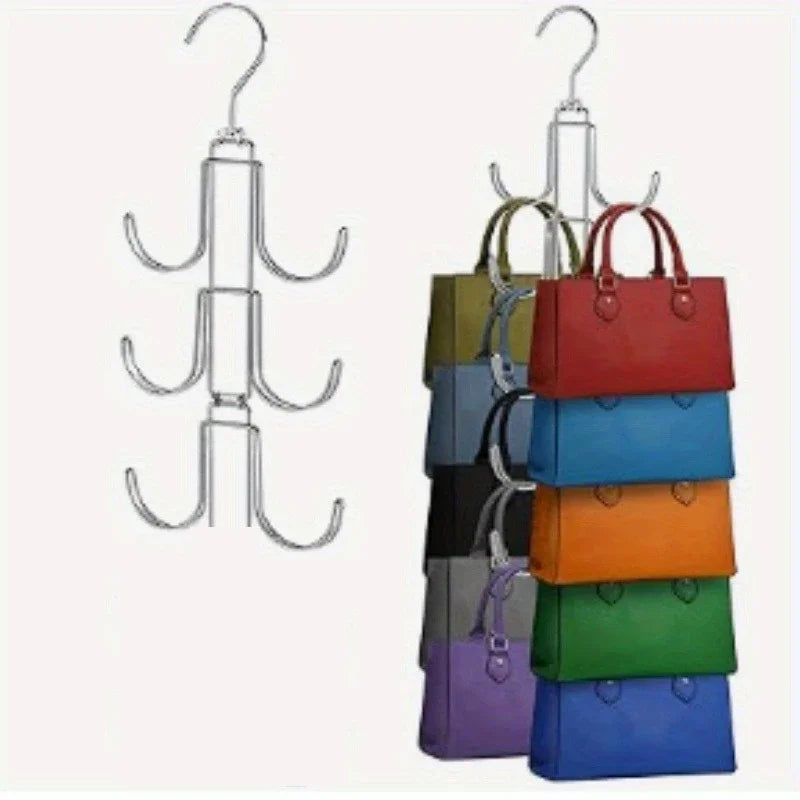 Foldable Metal Handbag Hanger – 360° Rotating Closet Hook Handbag Hanger Hook Axl