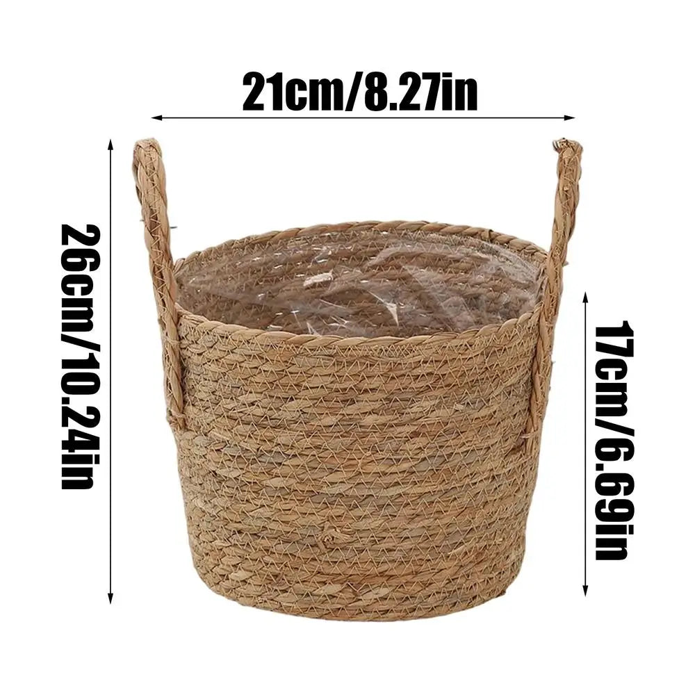 Wicker Straw Plant Basket with Handle – Indoor & Outdoor Wicker Plant Basket Axl As picture