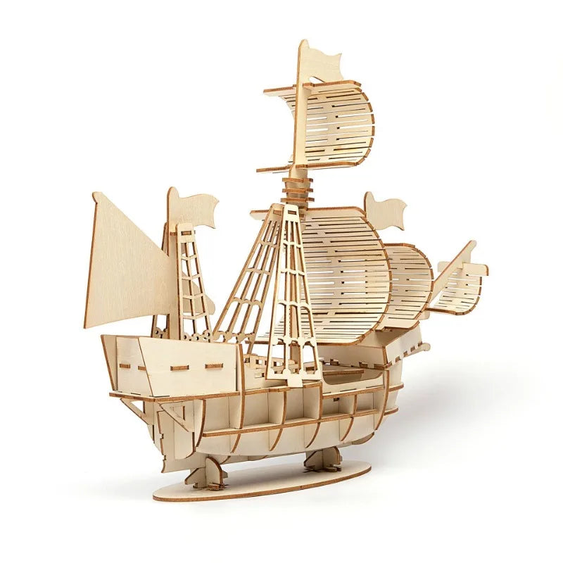 3D Sailboat Wooden Puzzle – DIY Assembly Model Kit Gift 3D Wooden Puzzle Axl
