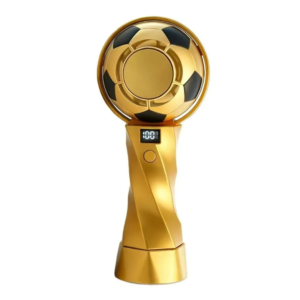Soccer Ball Handheld Fan – Rechargeable, 5 Speeds, LED Display Handheld Electric Fan Axl Gold