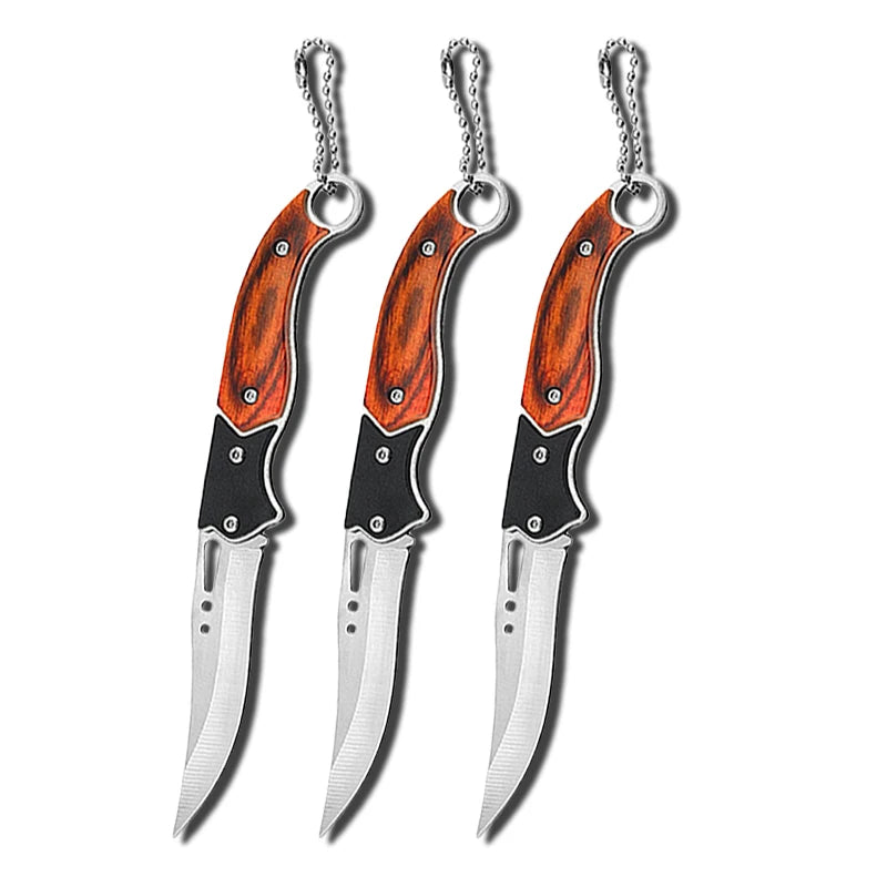 Stainless Steel Folding Pocket Knife – EDC Utility Keychain Folding Pocket Knife Axl 3pcs A
