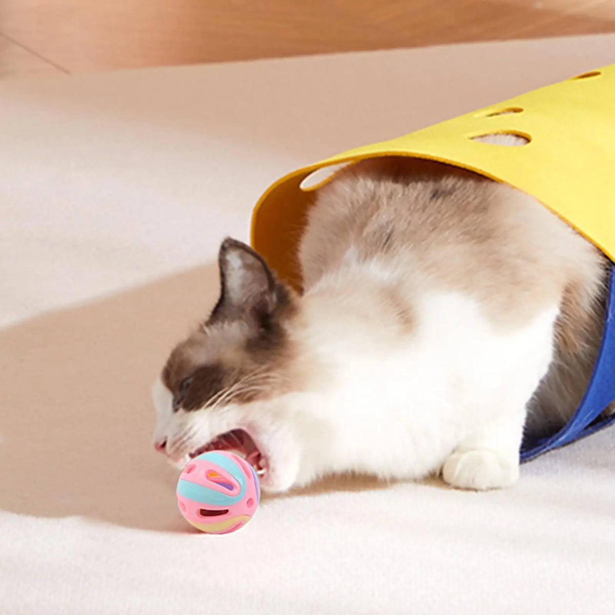 Interactive Cat Bell Ball Toy – Colorful Hollow Rattle for Kittens Cat Ball Toy Axl