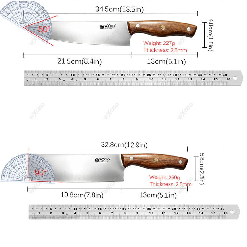 WXCOO Japanese Chef Knife Set – Santoku, Cleaver & Sushi Kitchen Knife Set Axl