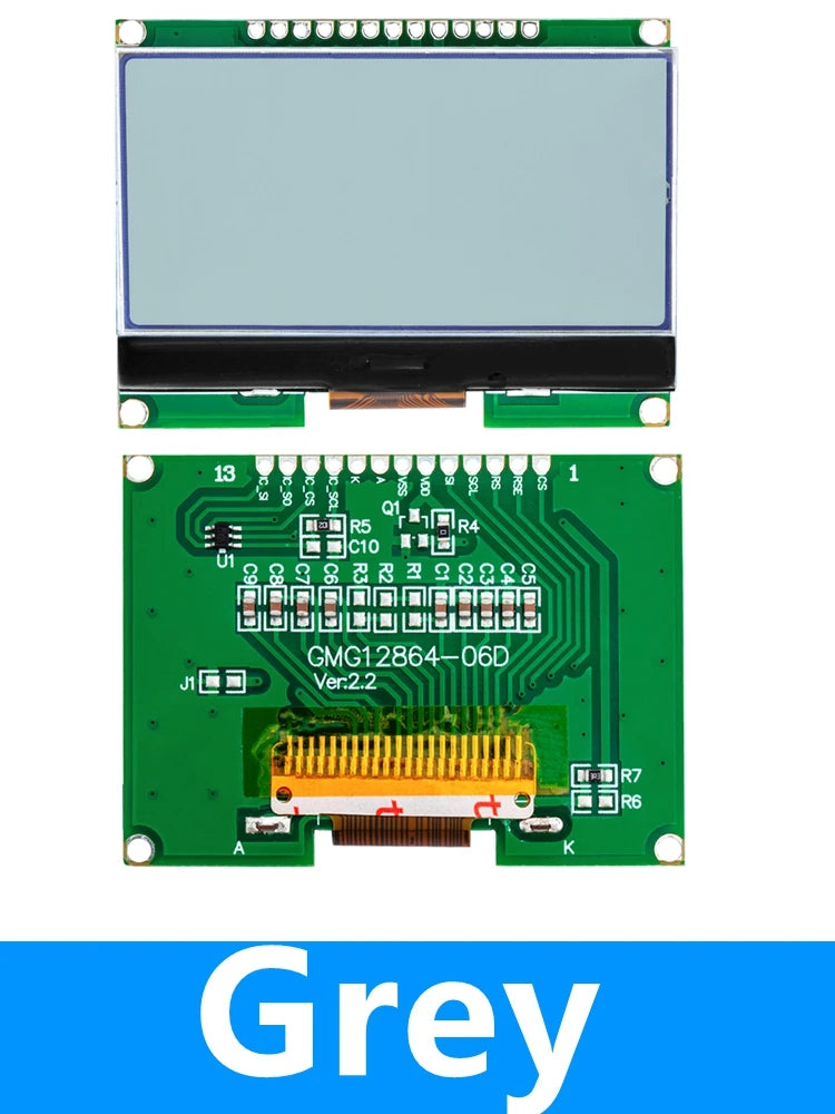 128x64 COG LCD Module – Chinese Font, SPI Interface LCD Display Module Axl Grey