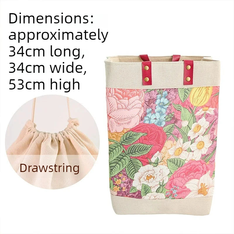 Foldable Cotton Linen Storage Basket – Large Laundry Organizer Storage Basket Axl Flower