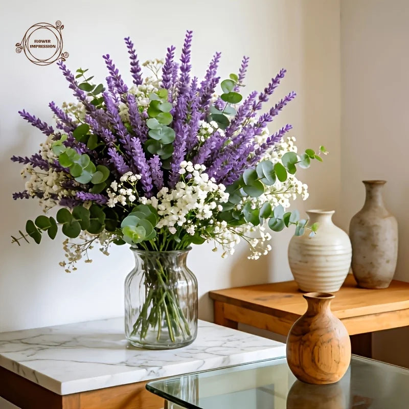 35-Pc Artificial Lavender & Baby's Breath UV-Resistant Floral Set Artificial Floral Set Axl