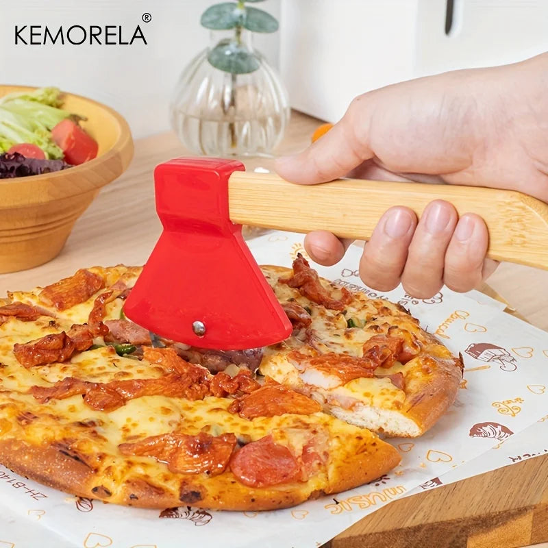 KEMORELA Pizza Cutter Axe – Stainless Steel & Wooden Handle Pizza Cutter Axl