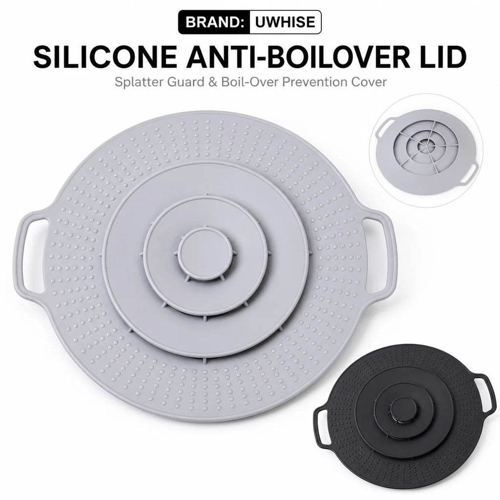 UWHISE Silicone Anti-Boilover Lid & Splatter Guard Pot Cover Silicone Pot Lid Axl