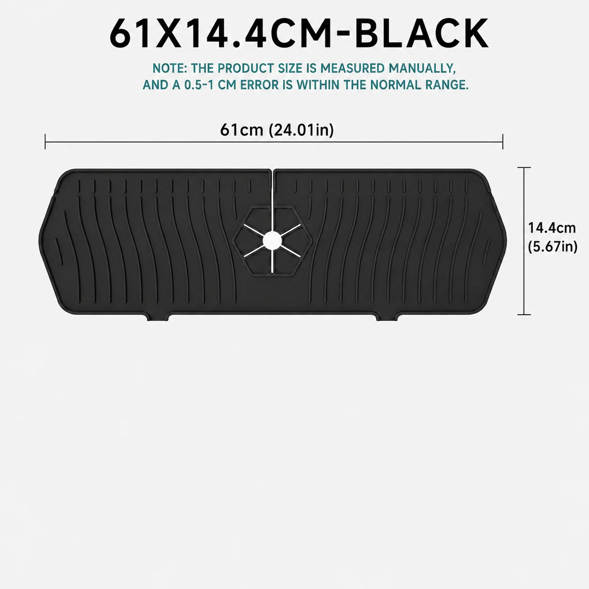 Uwhise Silicone Faucet Drip Catcher Tray | Sink Splash Guard Mat Sink Drip Mat Axl 61X14.4cm-Black