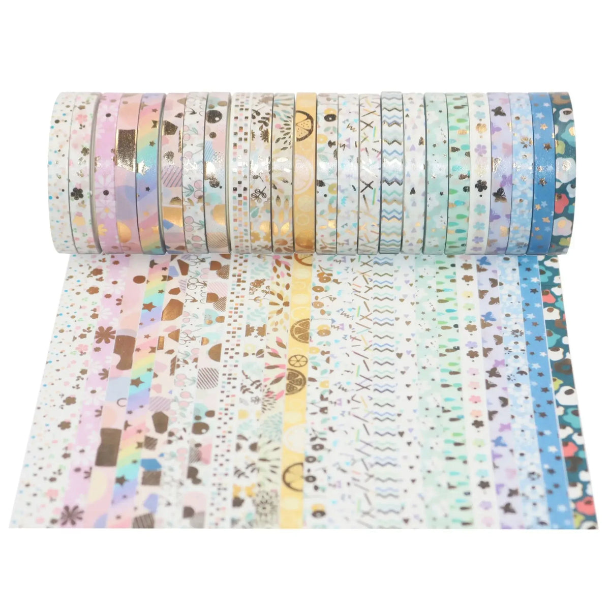 24 Rolls Gold Foil Washi Tape 5mm Cat Pattern – Scrapbook Set Decorative Washi Tape Axl