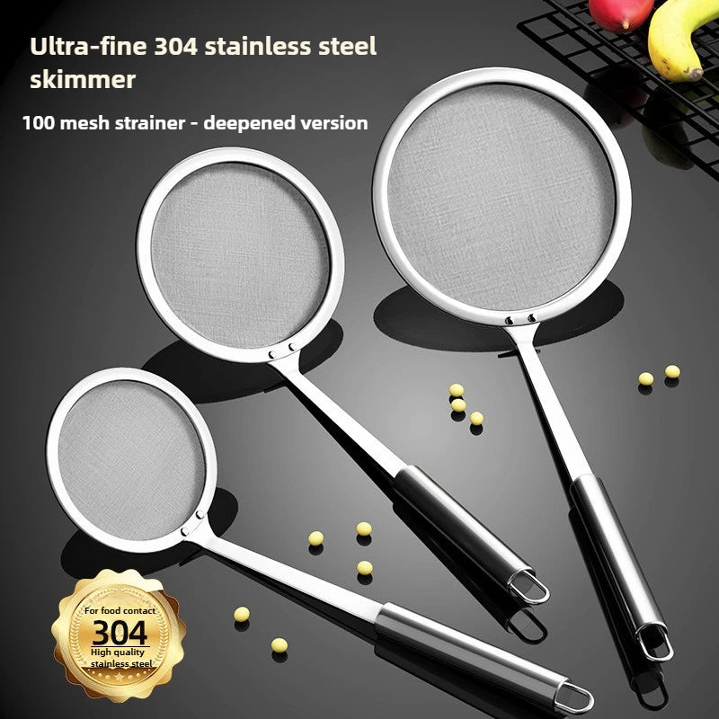 304 Stainless Steel Fine Mesh Skimmer Spoon – Oil & Foam Strainer Mesh Skimmer Spoon Axl