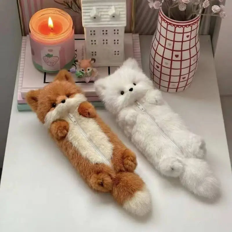 Cartoon Plush Pencil Case – Cute Animal Stationery Pouch Plush Pencil Case Axl