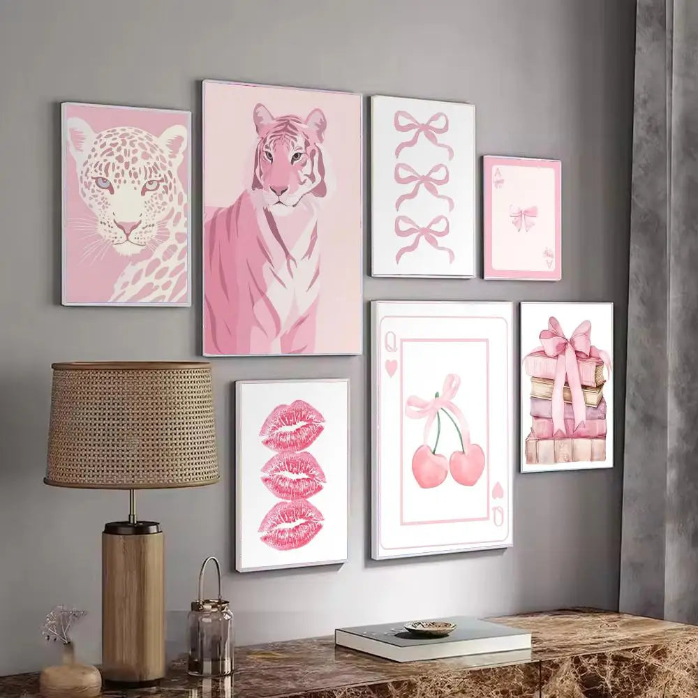 Pink Pattern Minimalist Wall Art Poster Sticker | Home Decor Wall Art Sticker Axl