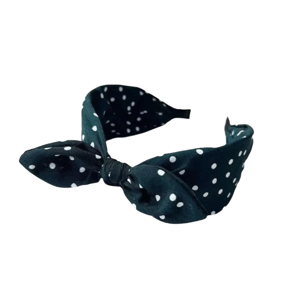 Women's Bow Knot Headband – Vintage Polka Dot Rabbit Ear Bow Knot Headband Axl Green