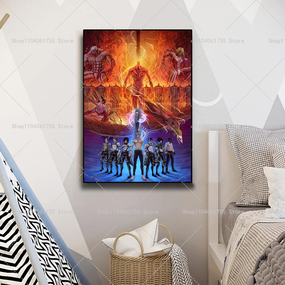 Attack on Titan Anime Wall Poster – Self-Adhesive Waterproof Art Anime Wall Poster Axl