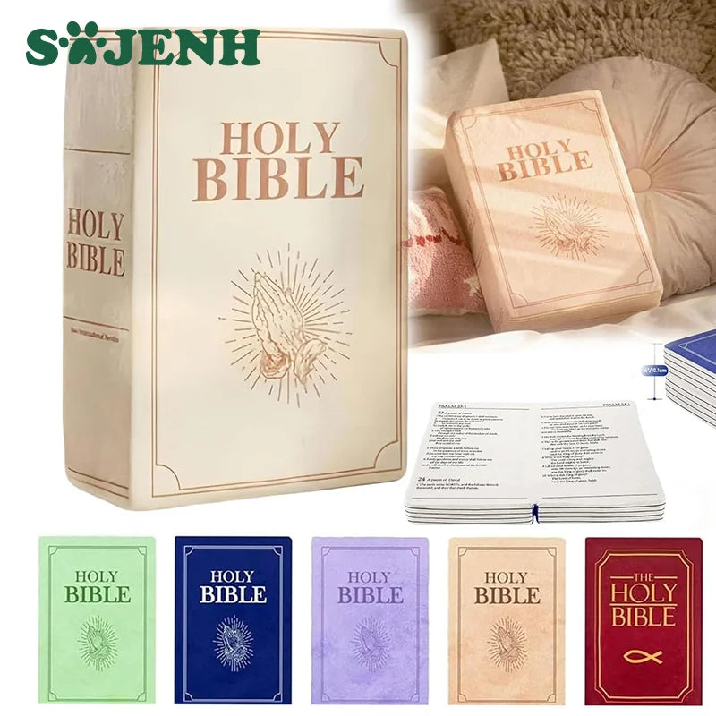 Christian Bible Verse Pillow – Book-Shaped Velvet Home Décor Decorative Throw Pillow Axl
