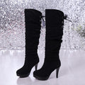 Women's Over-the-Knee Knight Boots – Platform Stiletto Heel Over-the-Knee Boots Axl Black (matte) 34