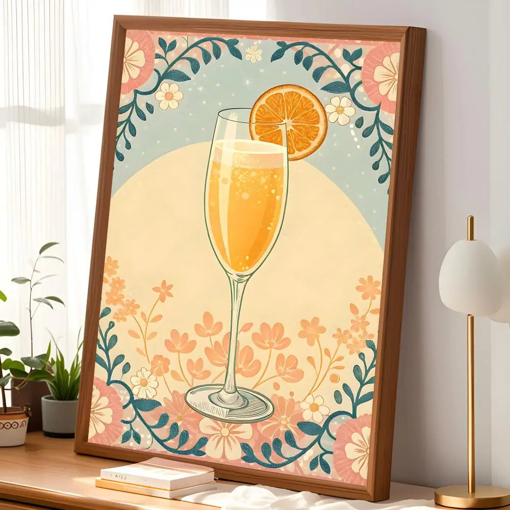 Cocktail Mimosa Self-Stick Wall Art Poster – Waterproof HD Wall Art Poster Axl