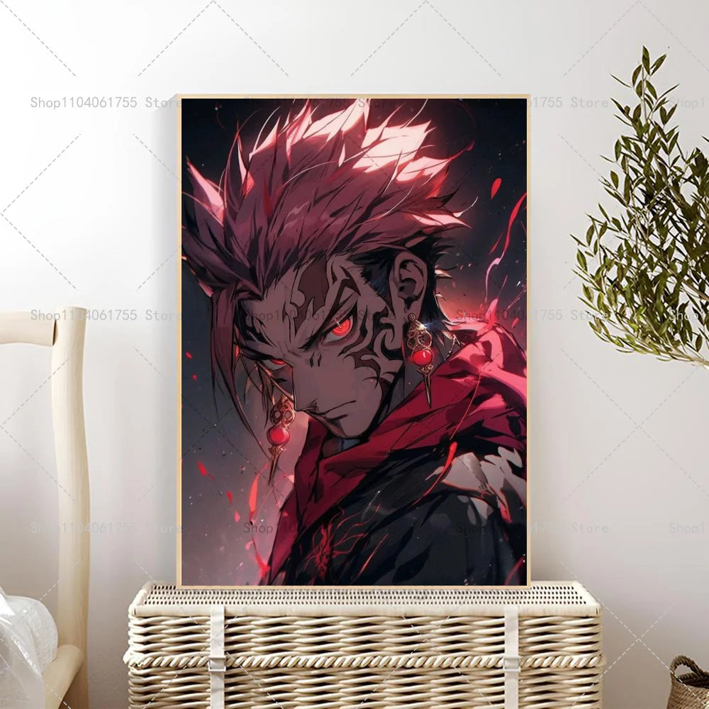 Jujutsu Kaisen Sukuna Anime Poster – Waterproof Wall Sticker Anime Wall Poster Axl z7 30x42cm No Frame