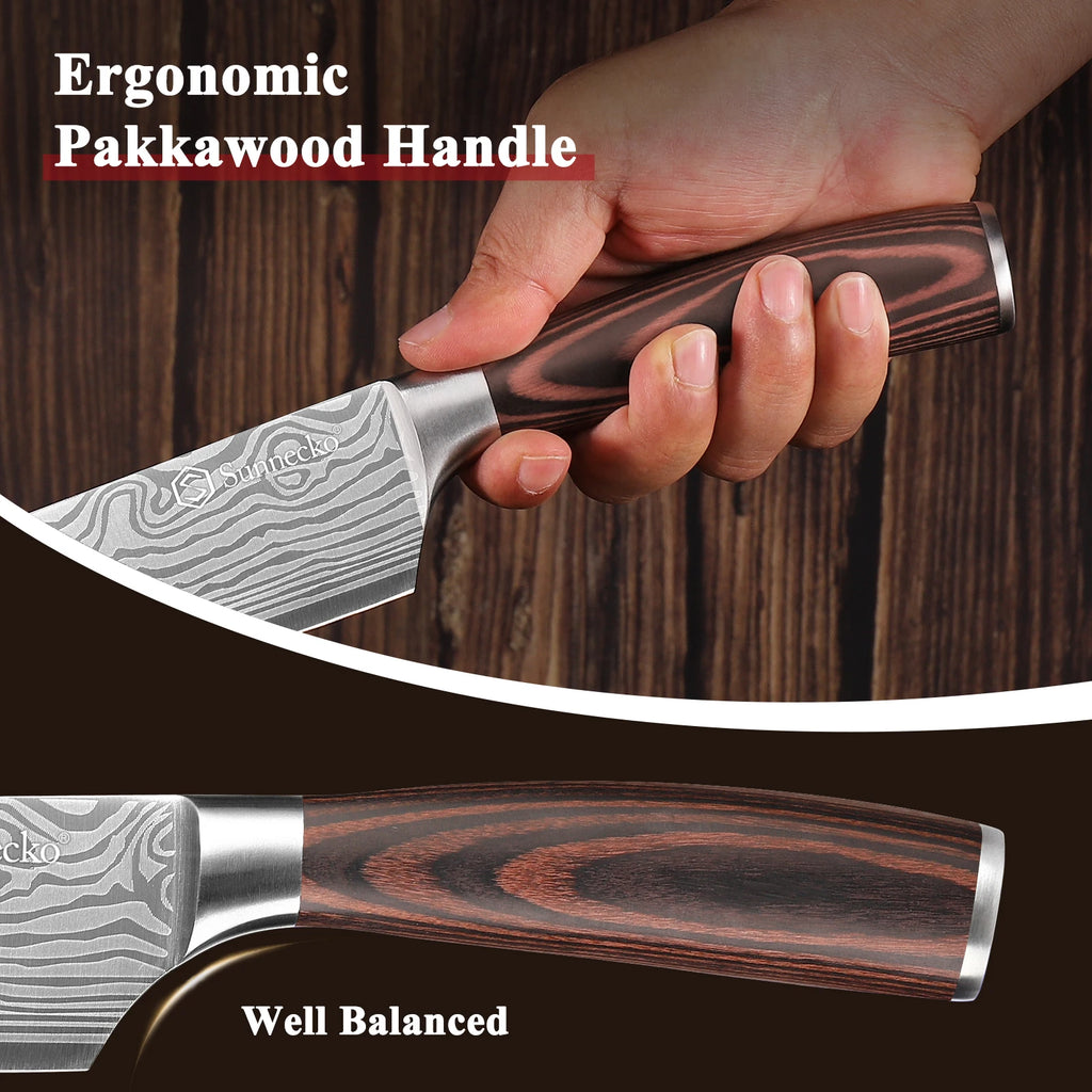 Sunnecko 6-Piece Damascus Chef's Knife Set – Ultra Sharp Chef Knife Set Axl