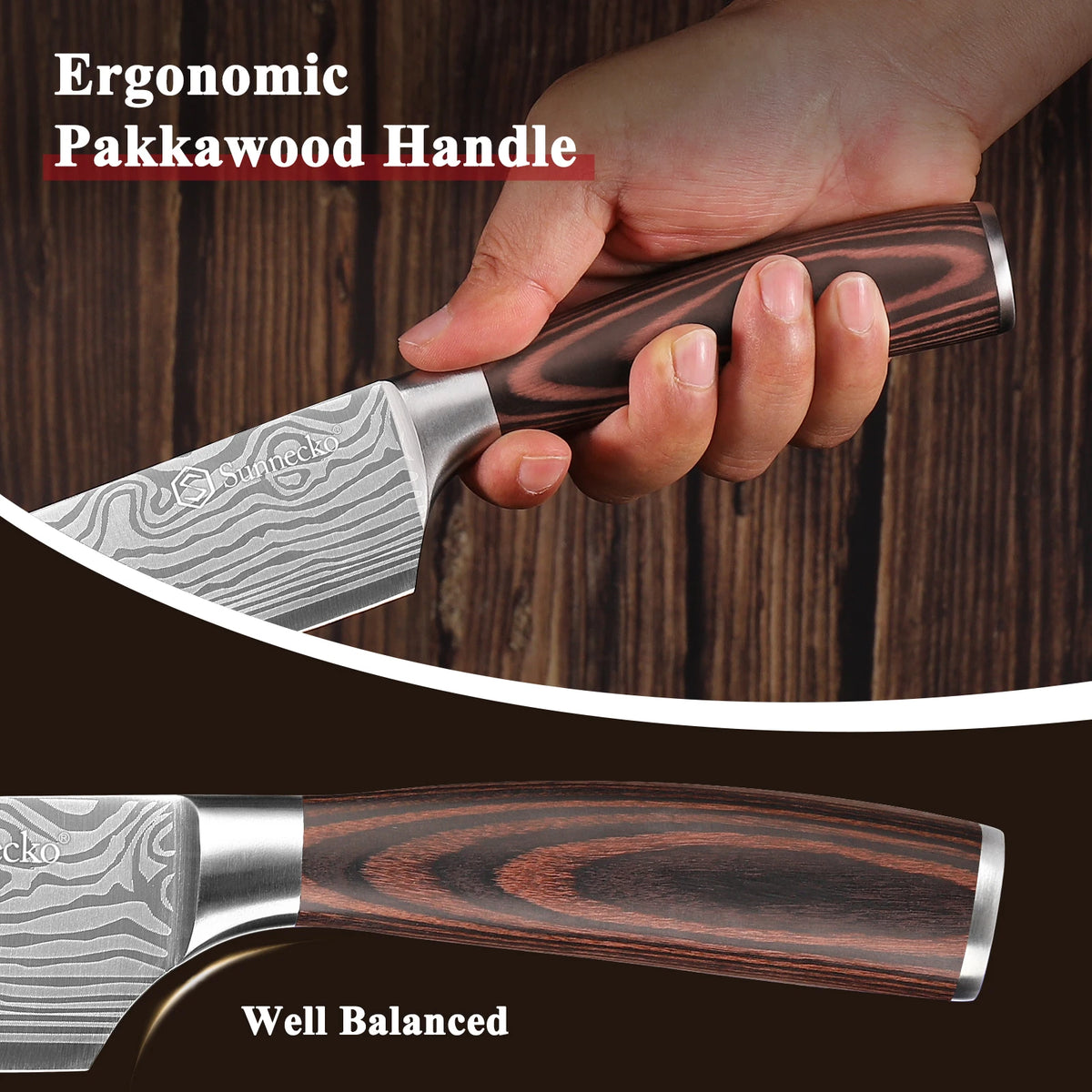 Sunnecko 6-Piece Damascus Chef's Knife Set – Ultra Sharp Chef Knife Set Axl