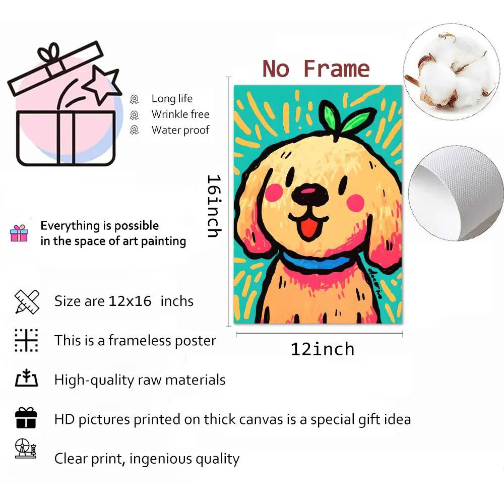 Colorful Dogs HD Canvas Wall Art Print – Unframed Home Decor Canvas Wall Art Axl
