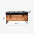 Solid Wood Storage Ottoman Bench – 35L Retro Cushioned Stool Storage Ottoman Bench Axl Small
