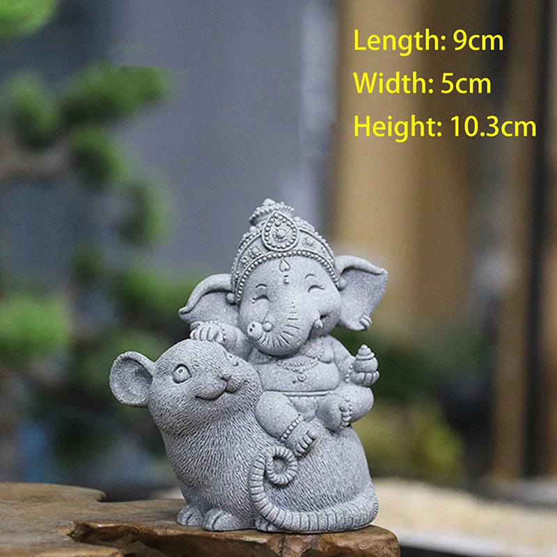 Stone Elephant Prayer Statue – Guardian Home Décor Figure Decorative Figurine Axl A5