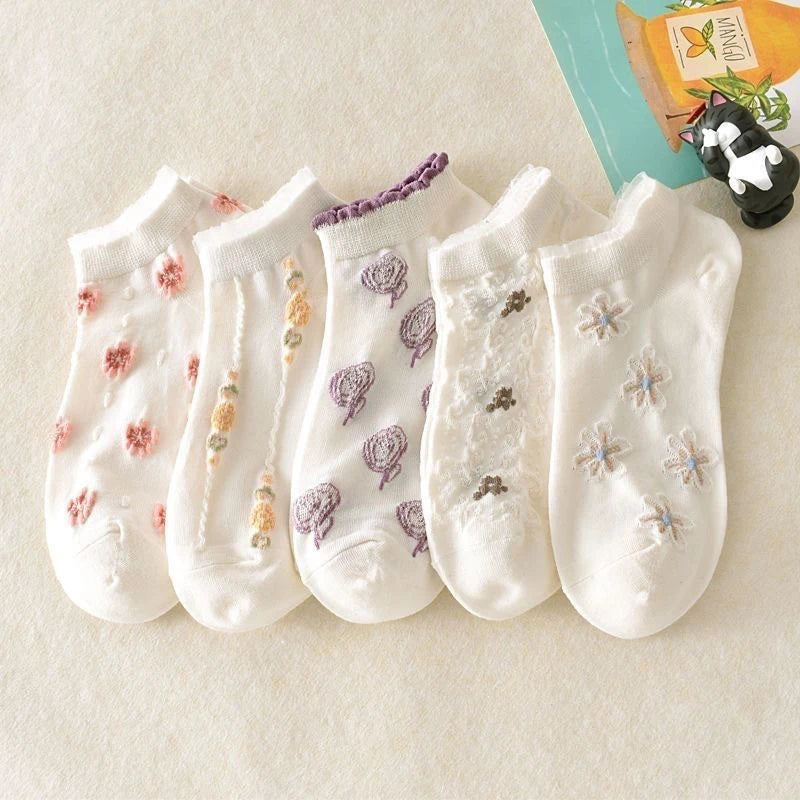 5 Pairs Women's Breathable Invisible Thin Socks – Summer Women's Socks Axl C One Size