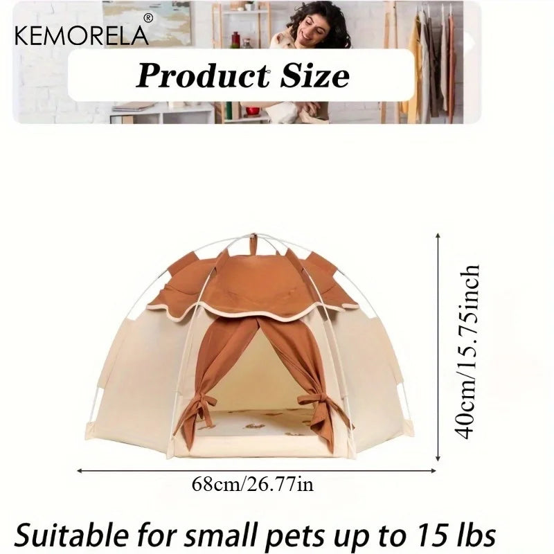 KEMORELA Large Semi-Enclosed Cat Bed | Retro Pet Tent Semi-Enclosed Cat Bed Axl