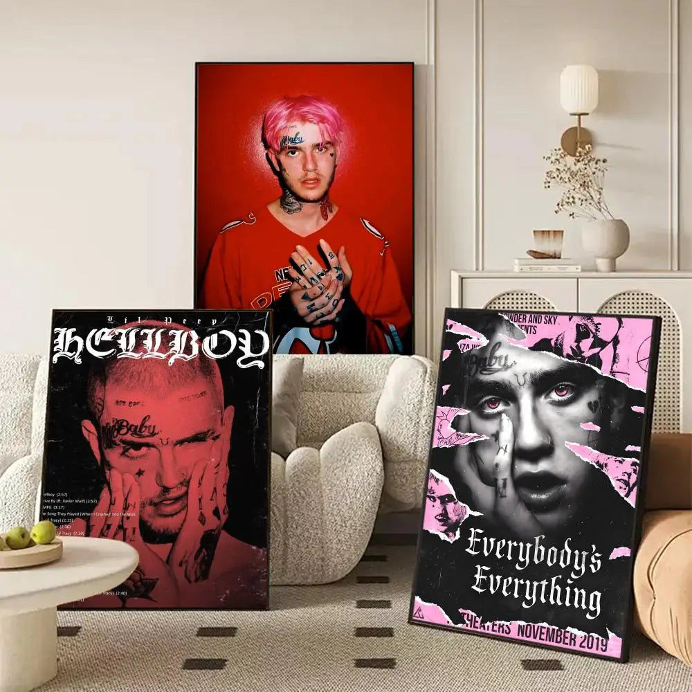 Lil Peep Self-Adhesive Wall Poster – Modern Music Art Sticker Wall Art Poster Axl