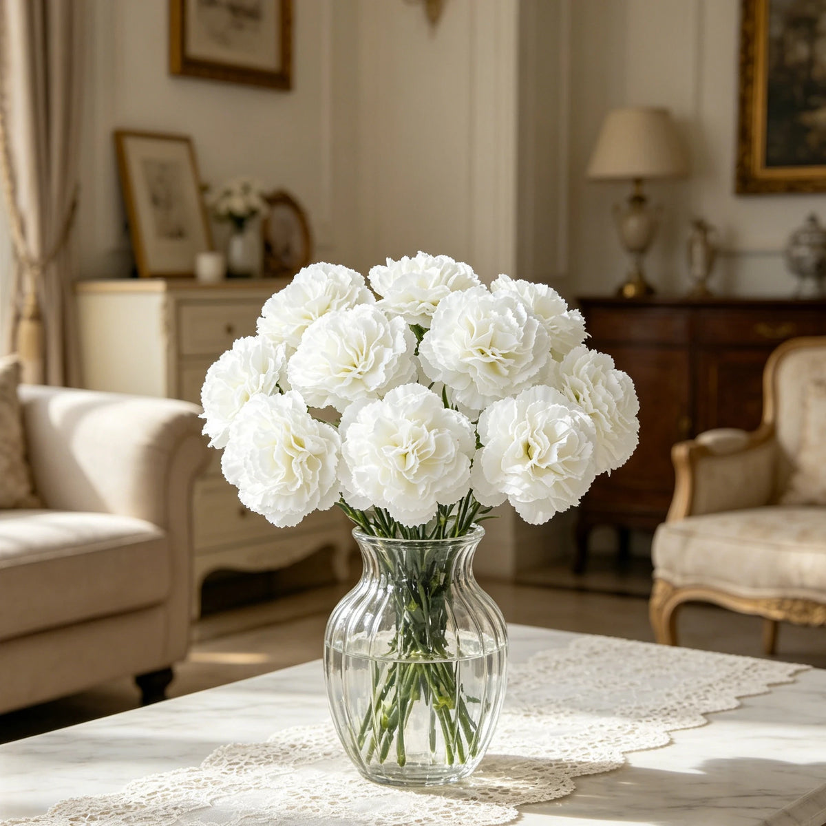 Silk Carnation Artificial Flowers 4/8 Pcs – Wedding & Home Décor Artificial Silk Flowers Axl