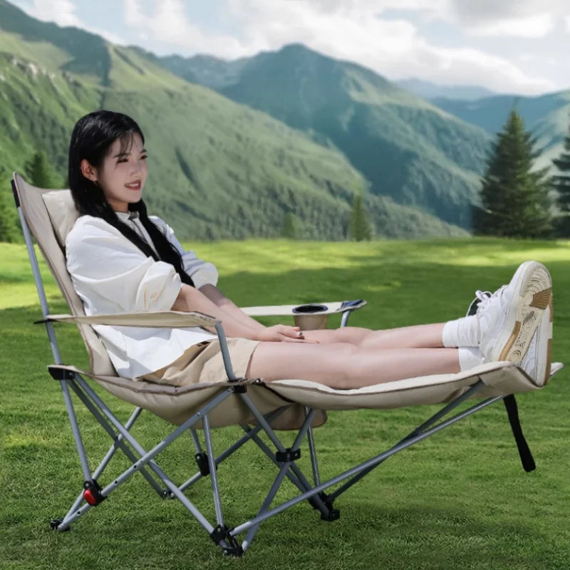 Folding Recliner Camping Chair – Cushioned & Adjustable Backrest Folding Camping Chair Axl